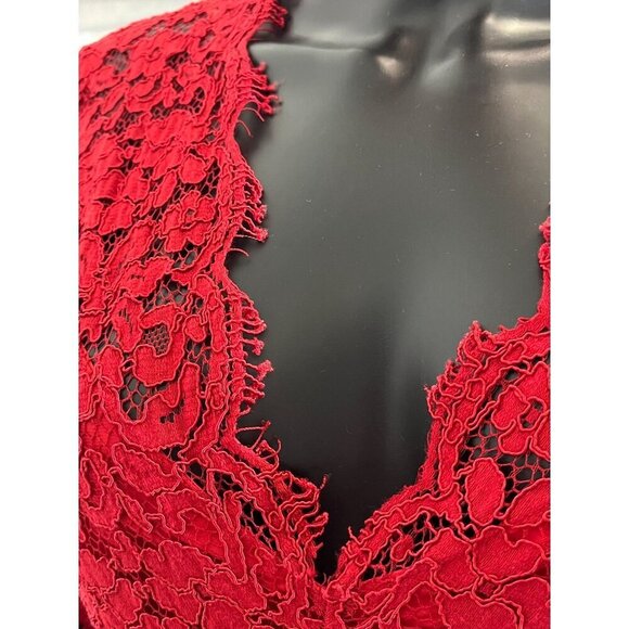 Bardot Midnight Lace Knee Length Dress in Famous Red Long Sleeve Size 8/M - Picture 8 of 10